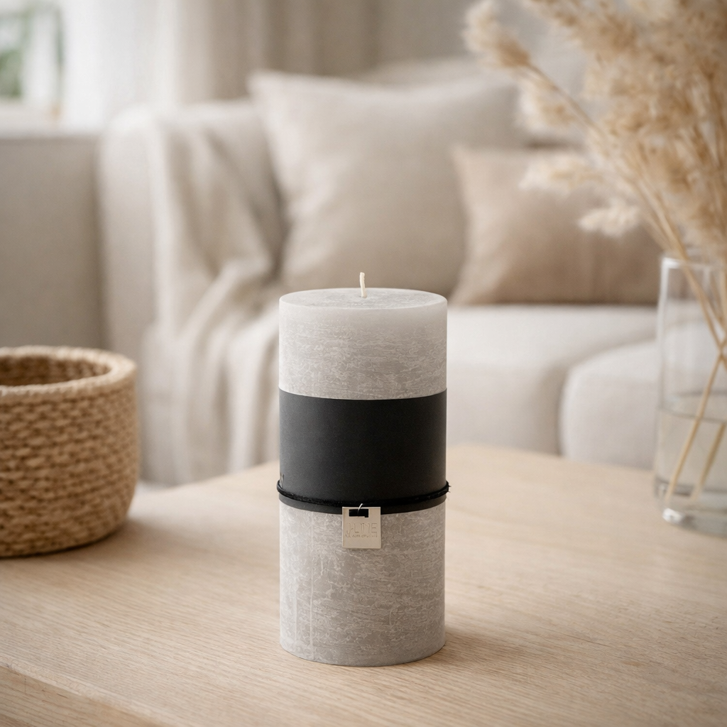 Bougie cylindrique J-Line - gris clair - L - 70U en situation