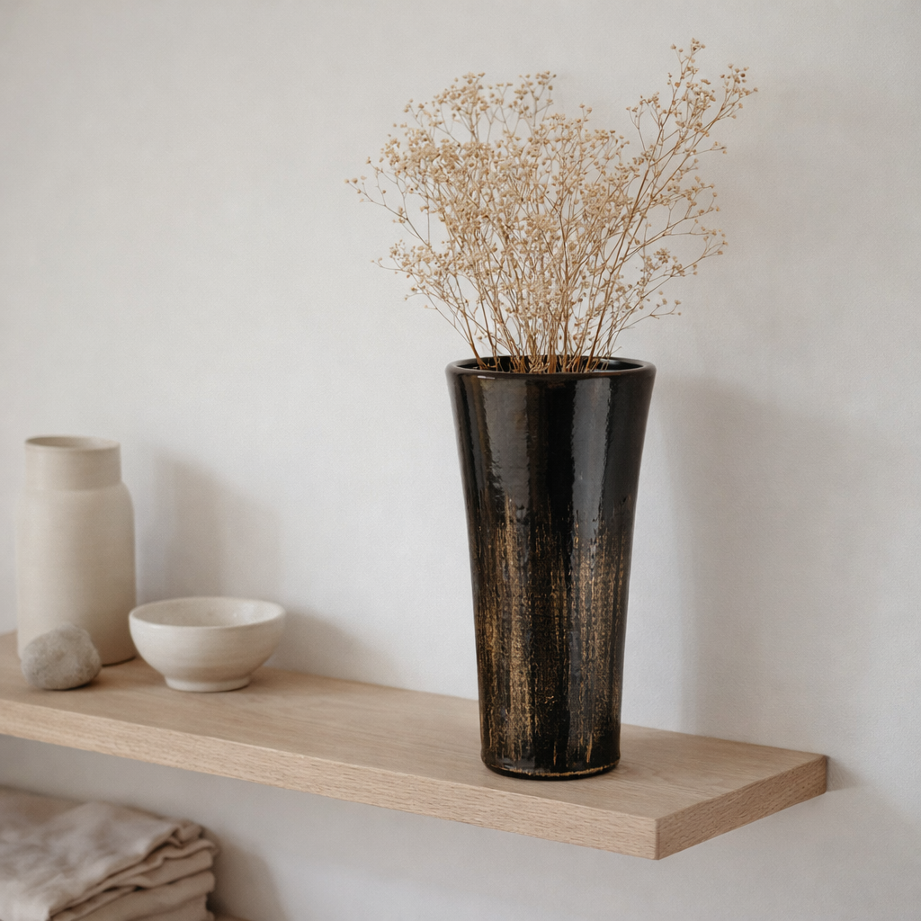 J -line Vase Specker - Céramique - noir / or - moyen - 39 cm de haut en situation
