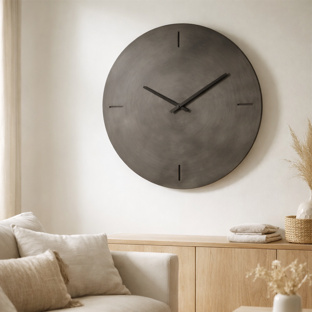 J -line horloge ronde - Metal - Gris foncé - Grand - Ø 76,5 cm en situation