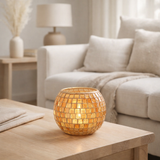 Bougeoir J-Line Mosaic Round - verre - orange - grand en situation