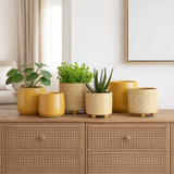 J -line Bloempot Effen - Ceramics - Oker - Medium - Ø 14,5 cm en situation