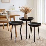 Table d'appoint J-Line Plateau Round - métal - gris foncé - lot de 3 en situation