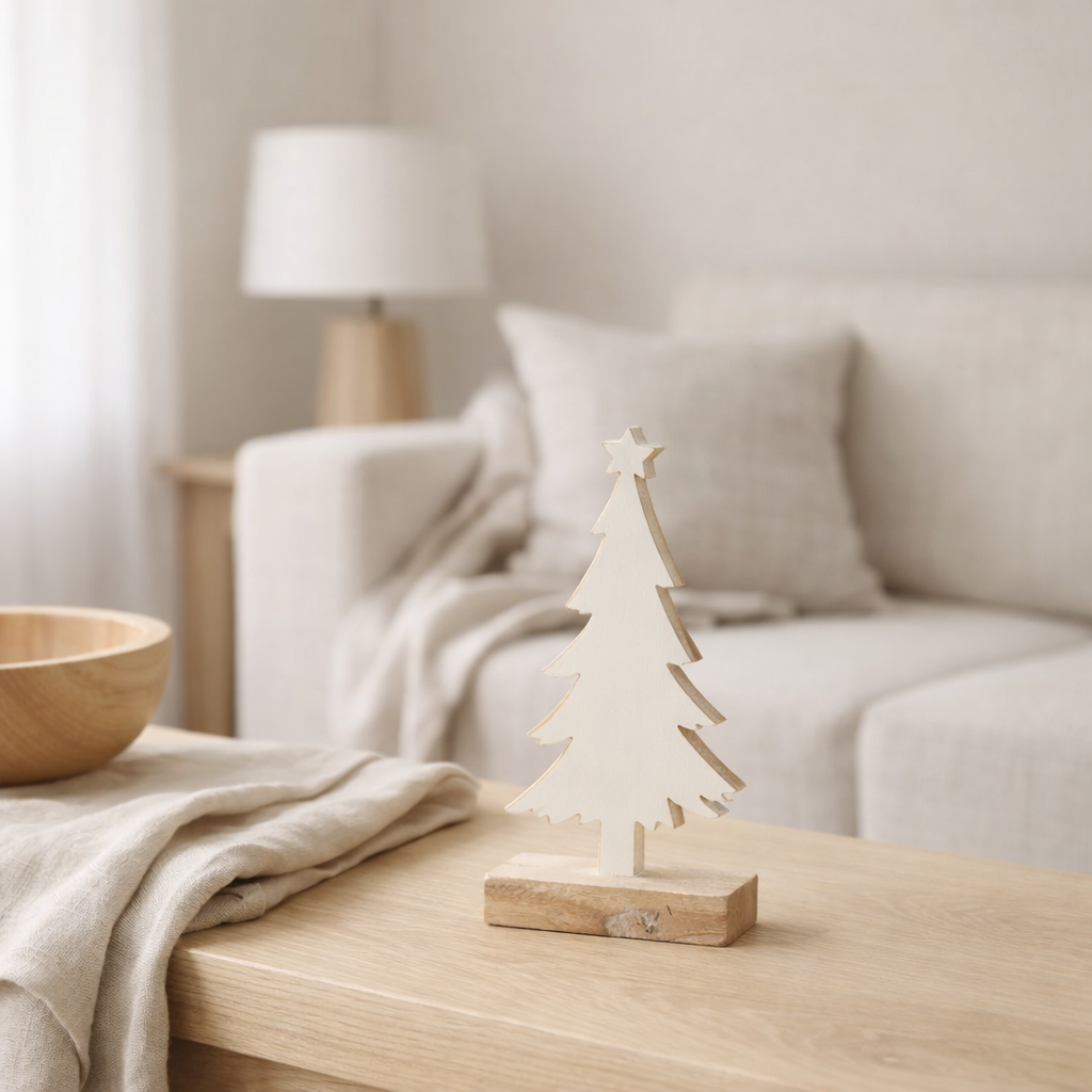 J-Line kerstboom Mango - hout - wit - petit en situation