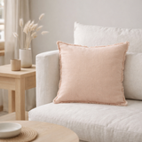 Coussin J-Line Stonewashed - lin - rose clair en situation