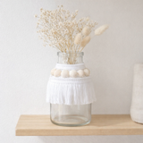 Coquilles de vase j -line - verre / textile - blanc - grand - 14,5 cm de haut en situation