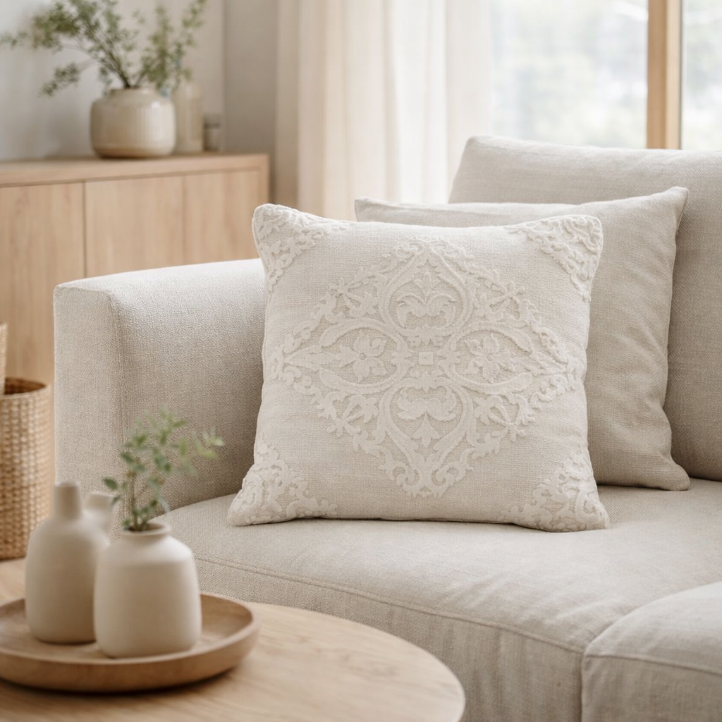 Coussin J-Line Vendé - polyester - blanc en situation