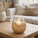 Bougeoir J-Line Half Pearls Round - verre - or - moyen en situation