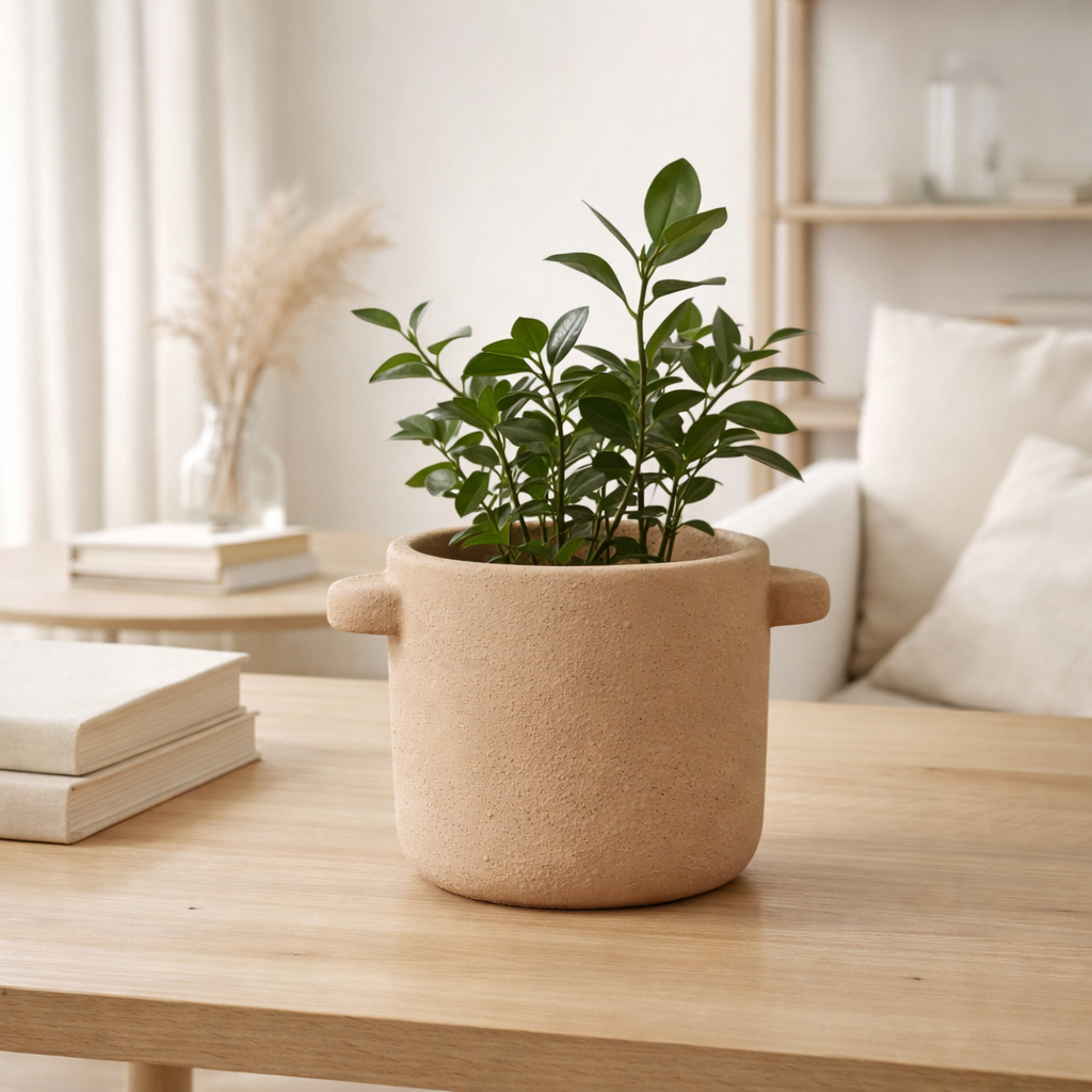 Pot de fleur J-Line Gustave - ciment - marron clair - S - Ø14,5 cm en situation