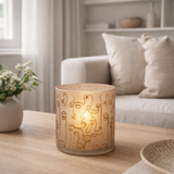 Lanterne J-Line Happy Faces - verre - beige - grand en situation