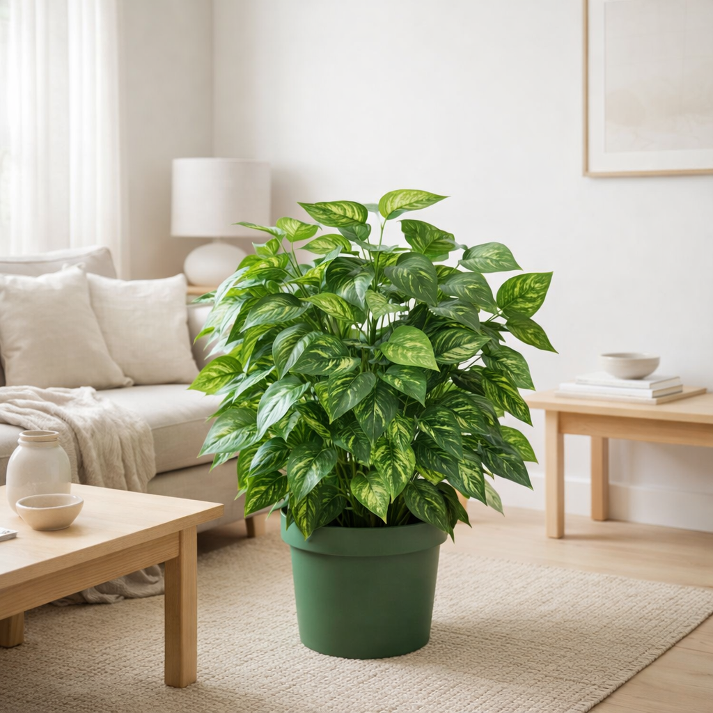 Plante Pothos J-Line dans un pot en plastique vert en situation
