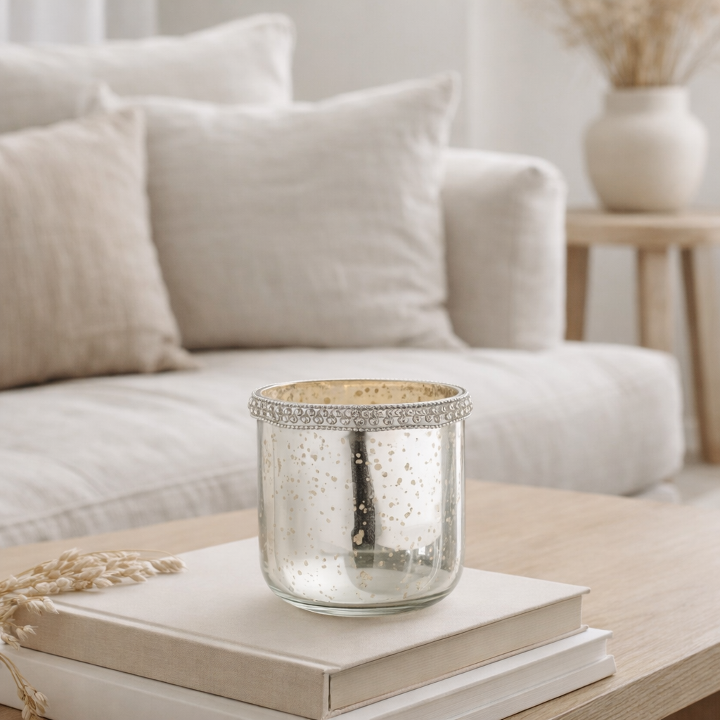 Lanterne J-Line Diamond - verre - argent - petite en situation