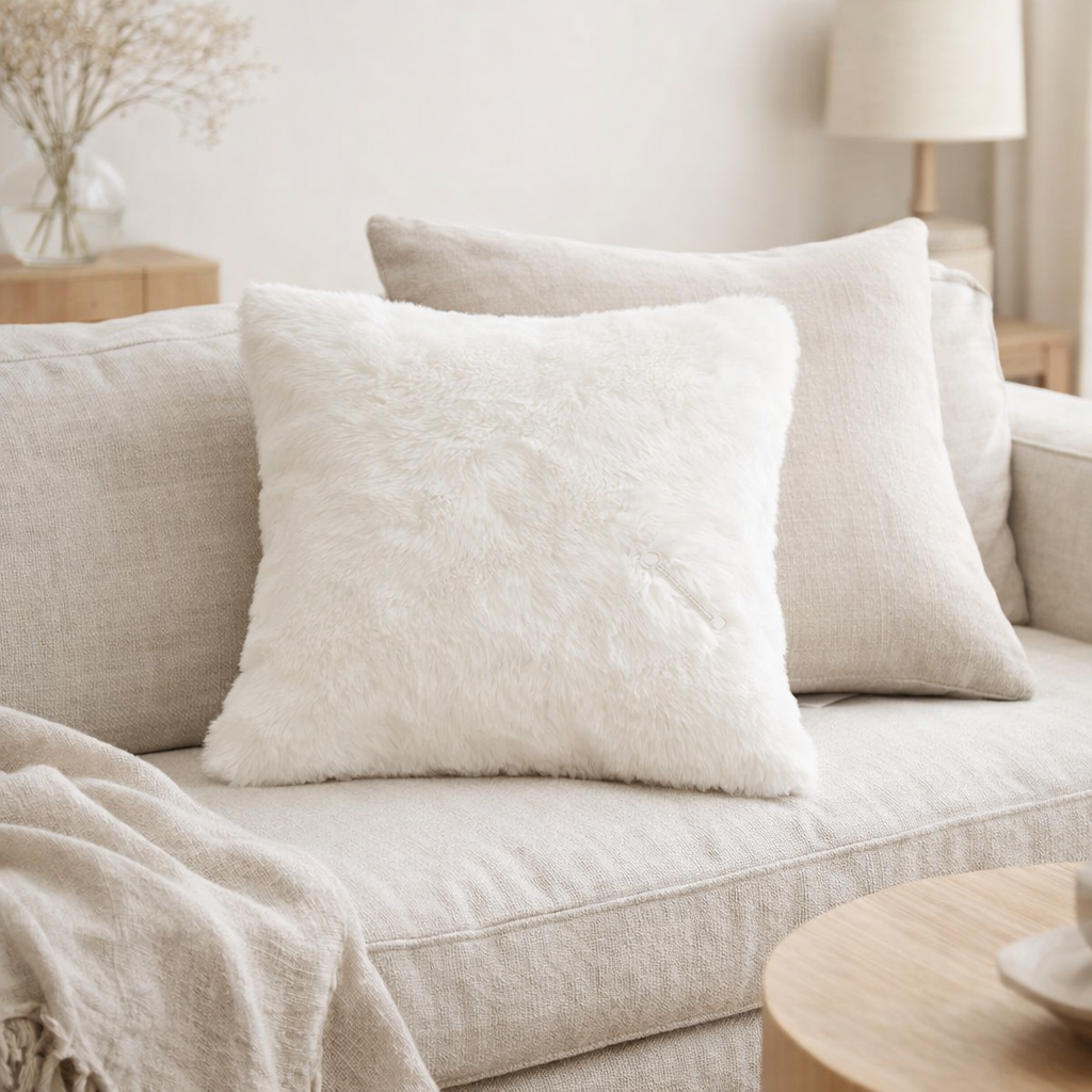 Coussin J-Line Cutie – polyester – blanc en situation