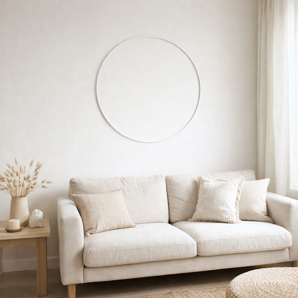 J-Line Bague Déco Métal Blanc Xl 60Cm en situation