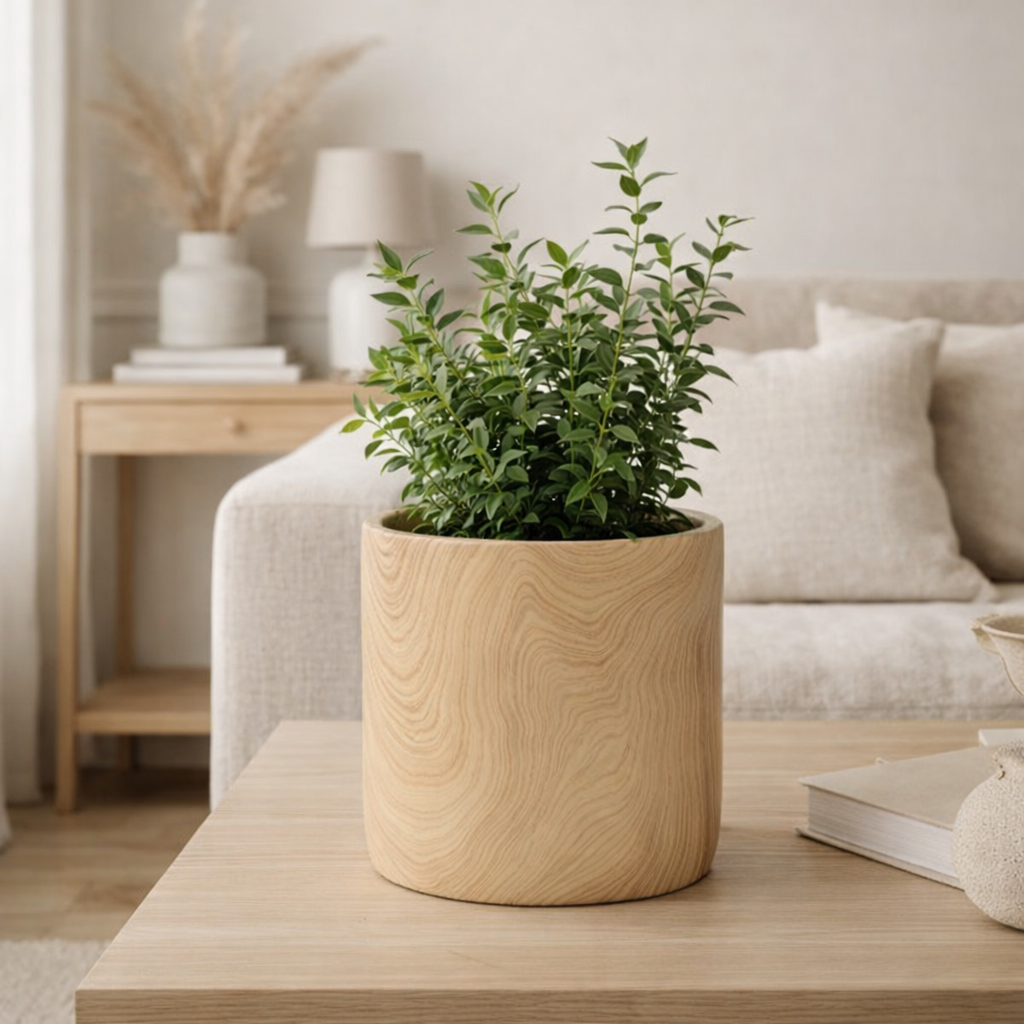 J -line Bloempot Bos - Cement - Beige - Extra Large - Ø 21,5 cm en situation