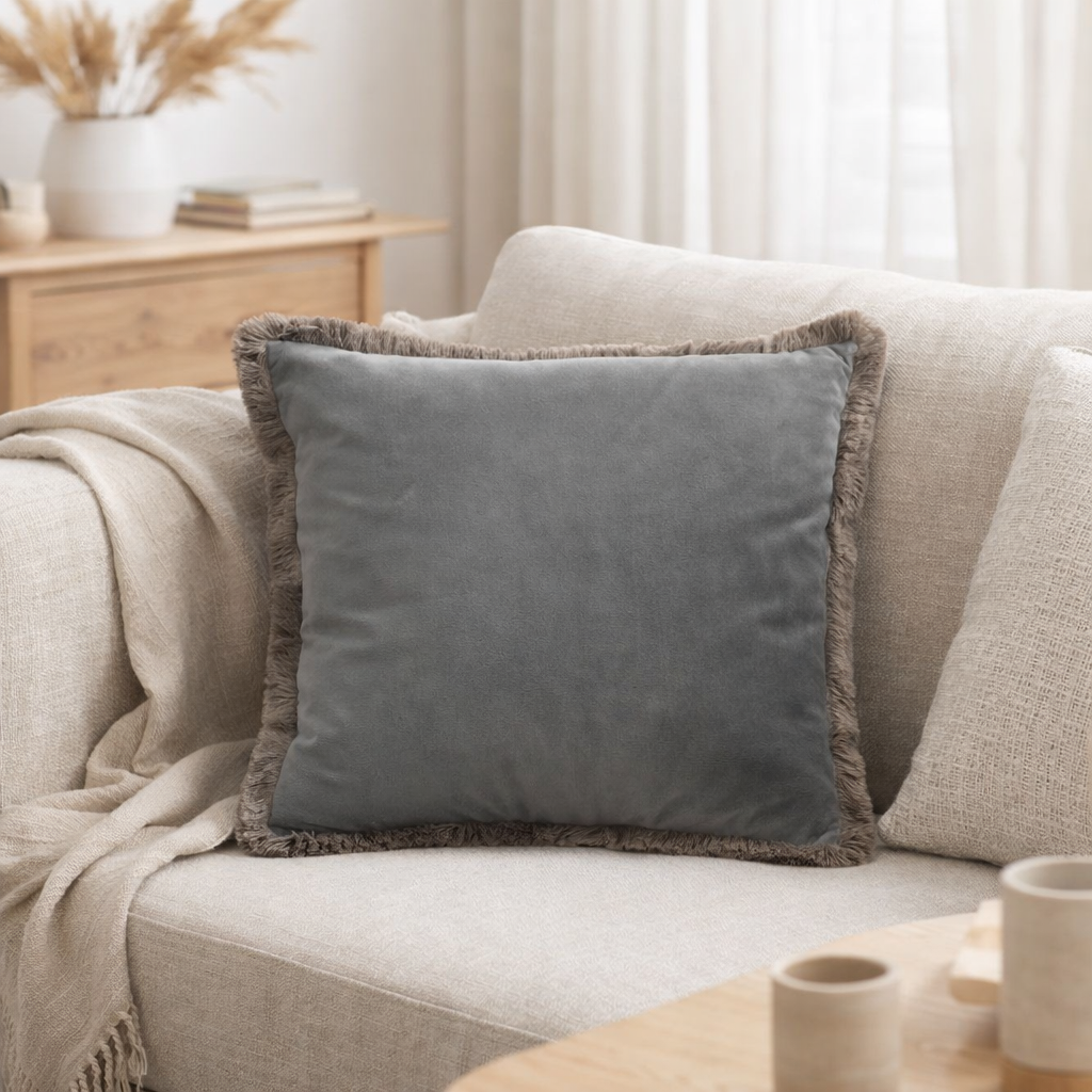 Coussin J-Line Alpha Square - polyester - gris en situation