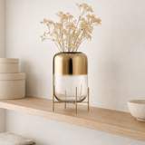 Vase en j-line - verre - or / transparent - grand - 36 cm de haut en situation