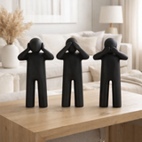 J-Line P'tit Maurice Hear/See/Speak No Evil Poly Noir Grand Assortiment De 3 en situation