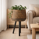 J -line Flowerpot 3 jambes ethnique - Magnésium - Brown / Beige - Ø 43 cm en situation