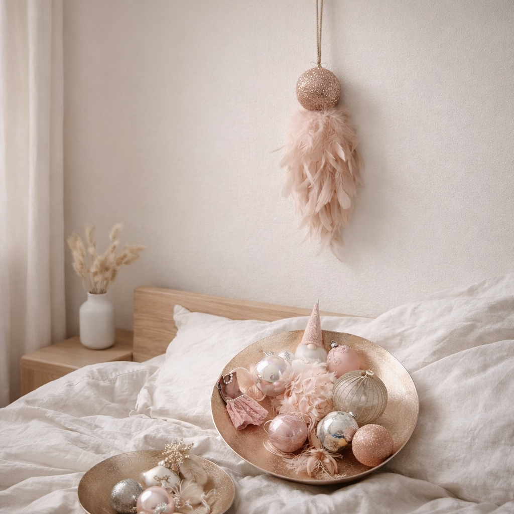 Pendentif J-Line Plume + Stone Glitter - plumes - rose clair en situation