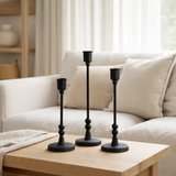 Bougeoir J-Line Becca - aluminium - noir - 3 pièces en situation