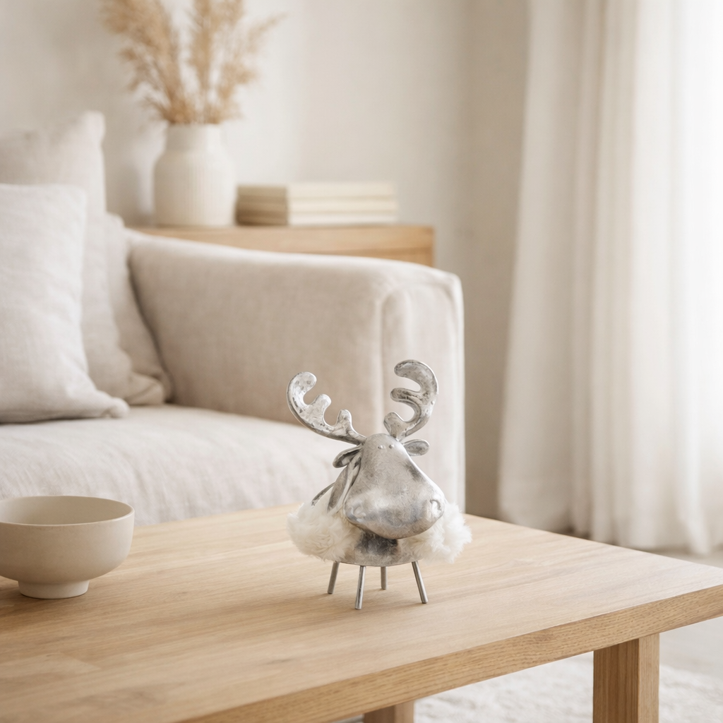 J -line Figure Hert - Metal / Textile - Silver / White - Small en situation