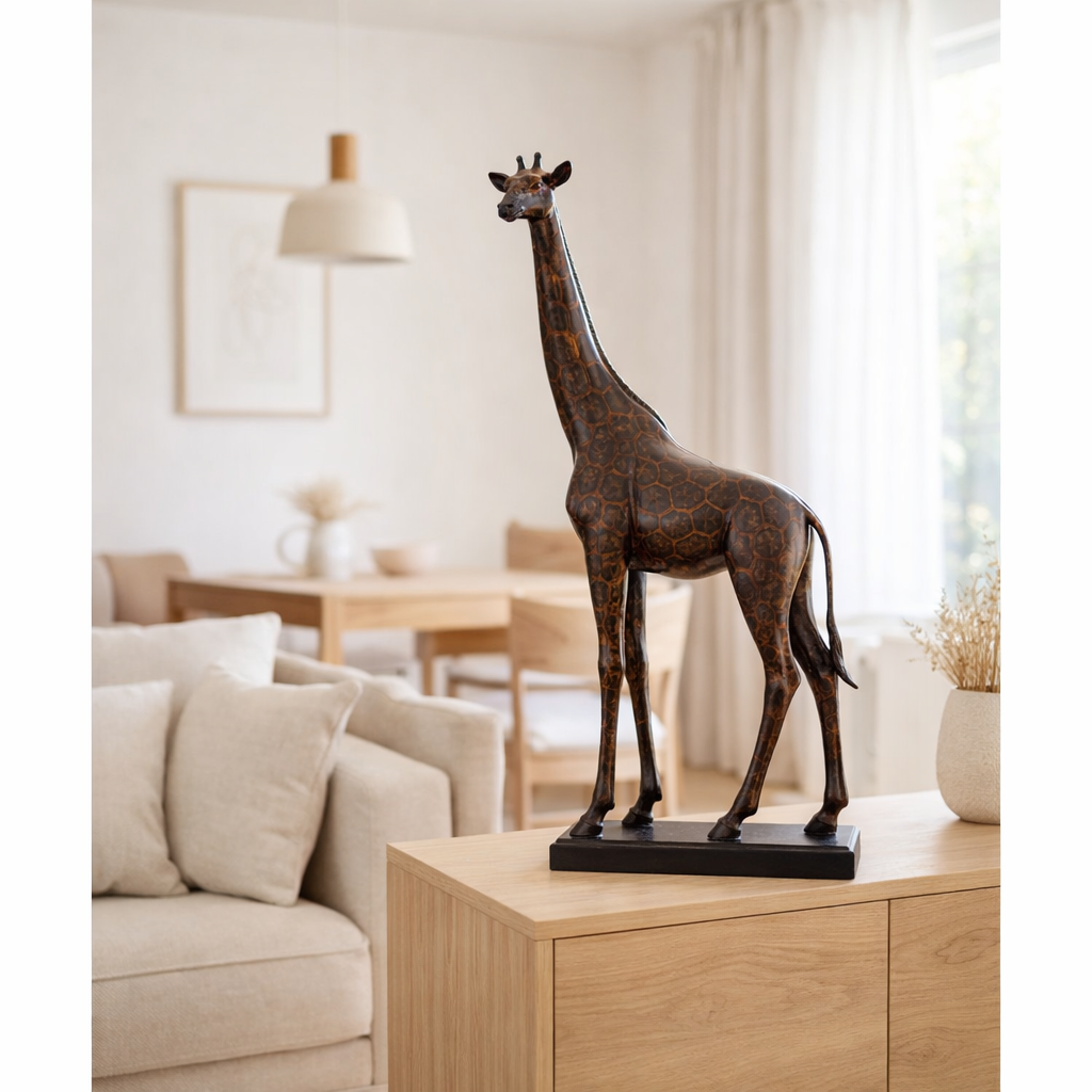 J -line Figure Giraf - Polyresin - Brown - Grand en situation