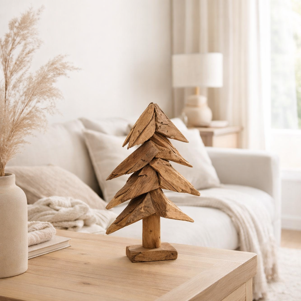 Arbre de décoration J-Line Pieces - bois - naturel - petit en situation