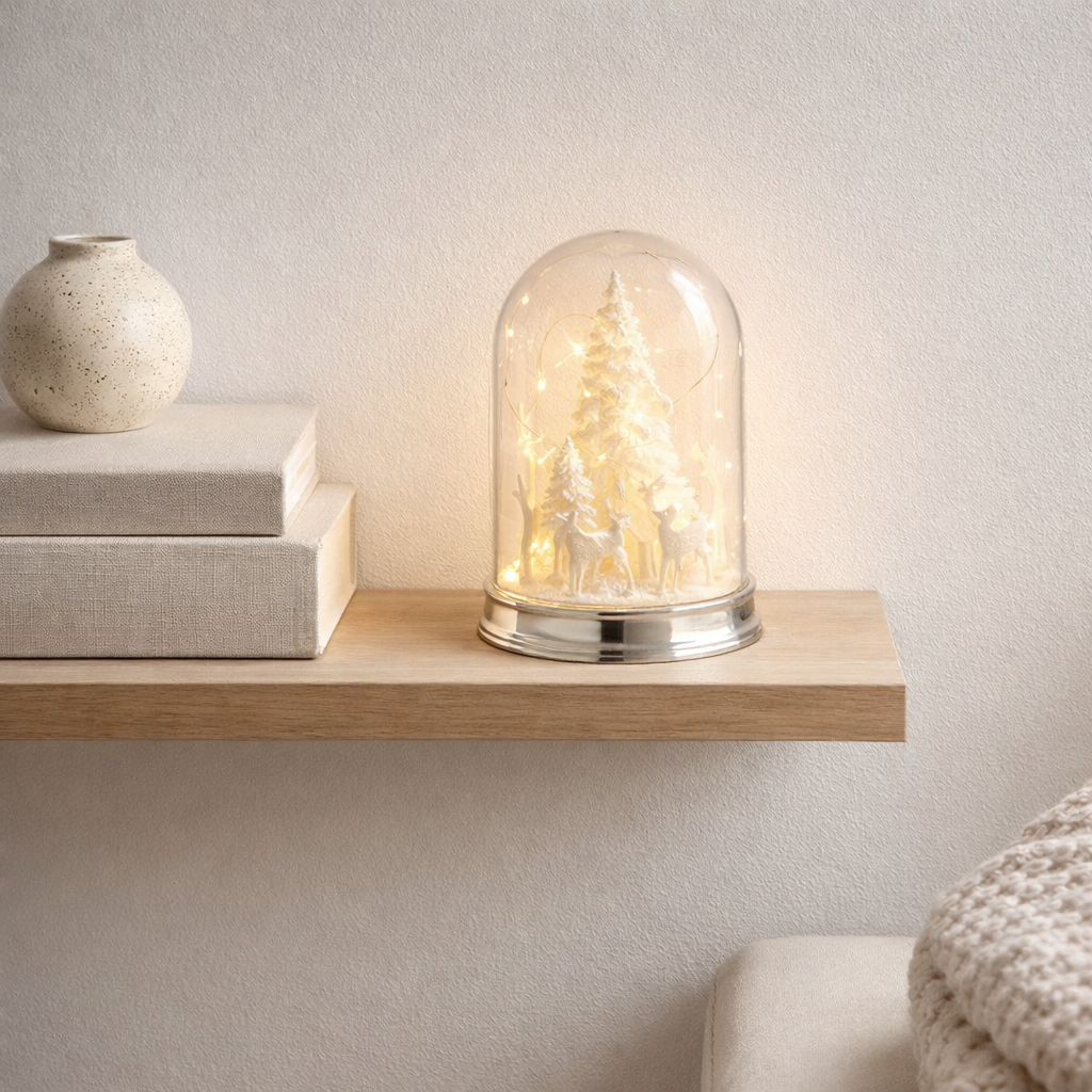 J -line Decoration Stolp Christmas - Plastic - Blanc - Small - LED LUMILES en situation