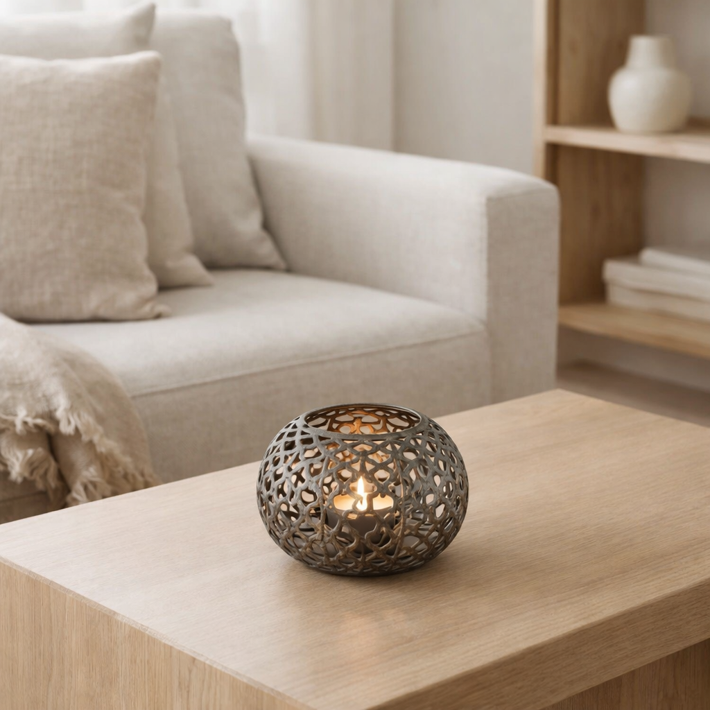 J -Line Candle Holder Cylinder Cackélé - Verre - Gray en situation