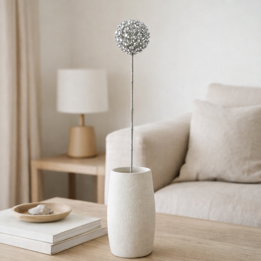 Branche de décoration J-Line Boule Strass - plastique - argent en situation