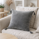 Coussin J-Line Brush - coton - gris en situation