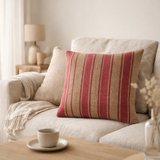 J-Line coussin Anna Groot Grooves - jute - rose en situation
