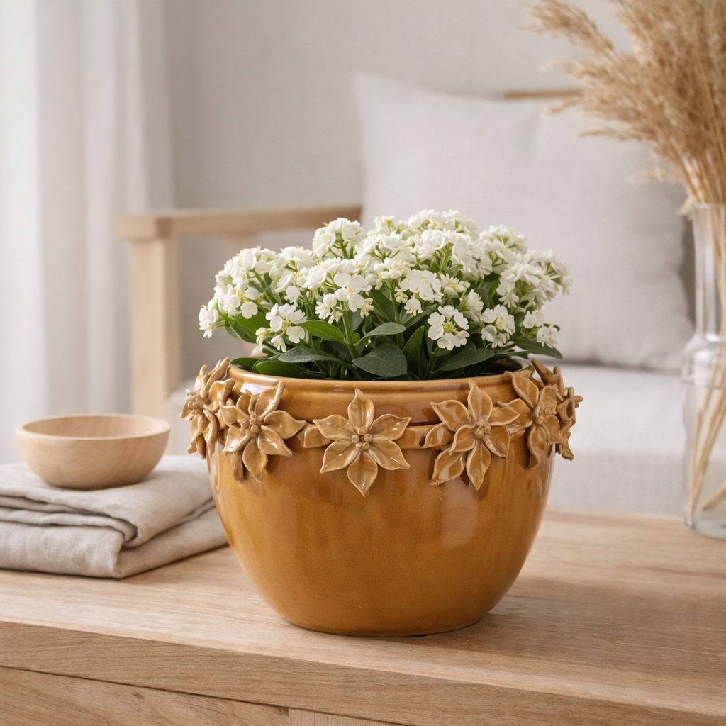 J -line Flowerpot Flower - Ceramic - Oser - Grand - Ø 22 cm en situation