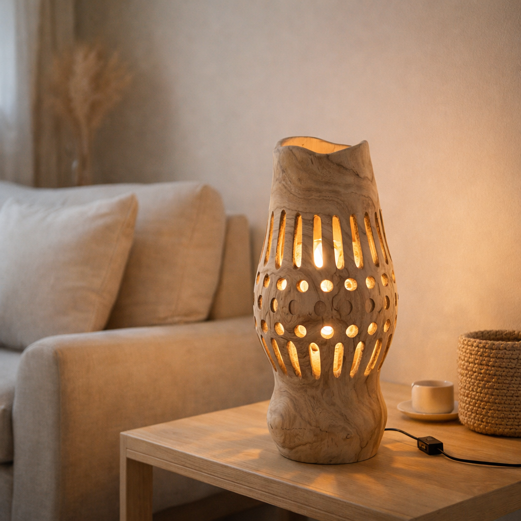Lampe de table J -line Valerie - Wood - Naturel en situation