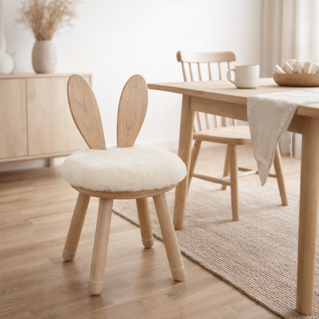 J-Line Chaise haute Ear Rabbit - bois - naturel en situation