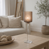 J-Line Photophore sur Pied Feuille de Palmier Verre Beige Petit en situation