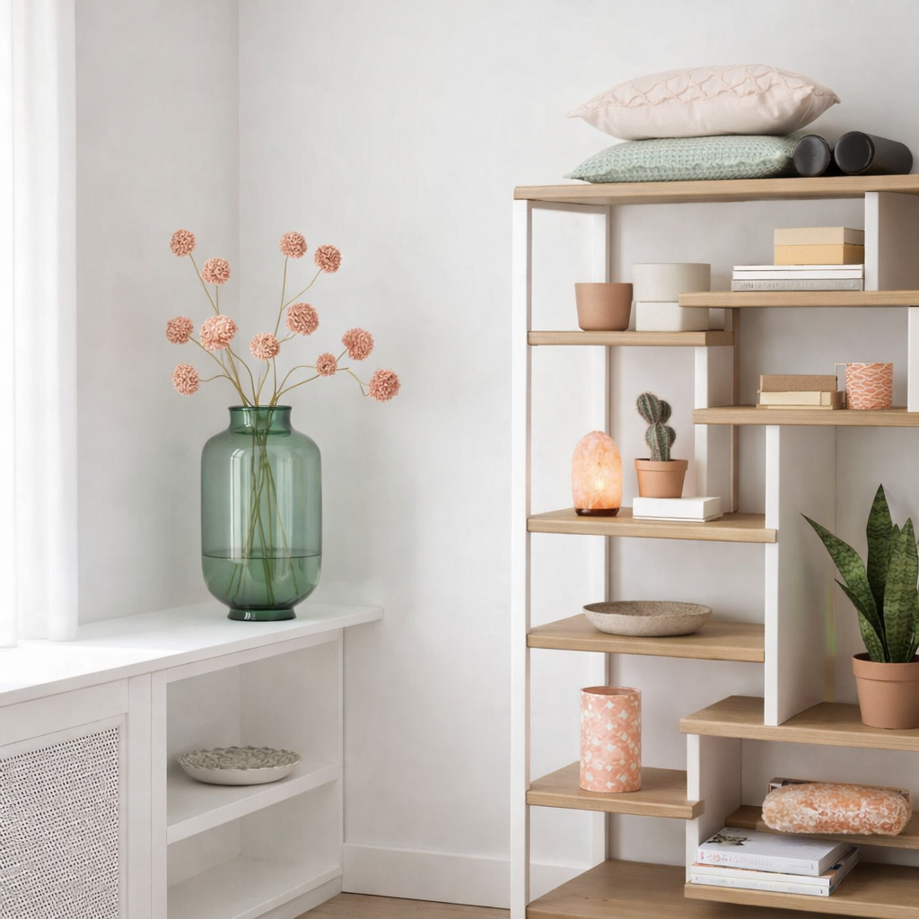 Vase en j-line de Nora à pied Rand - Glass -light-Growth - Large - Ø 22 cm en situation