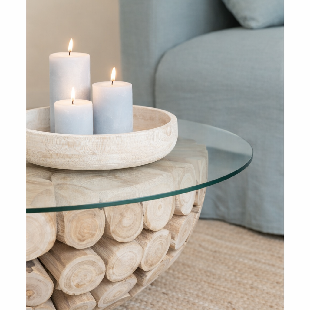 Bougie cylindrique J-Line - bleu clair - 70U - L en situation