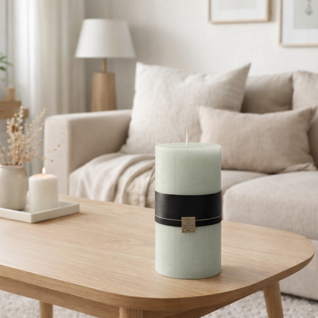 Bougie cylindrique J-Line - vert poudre - XXL - 150U en situation