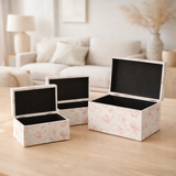 Boîte de décoration J-Line - bois - blanc/rose - 3 pièces en situation