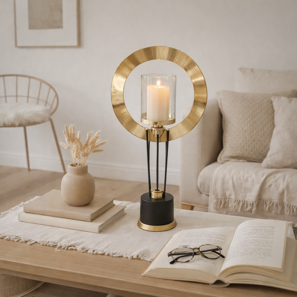 Lanterne J-Line Base Ronde - aluminium - or - petite en situation