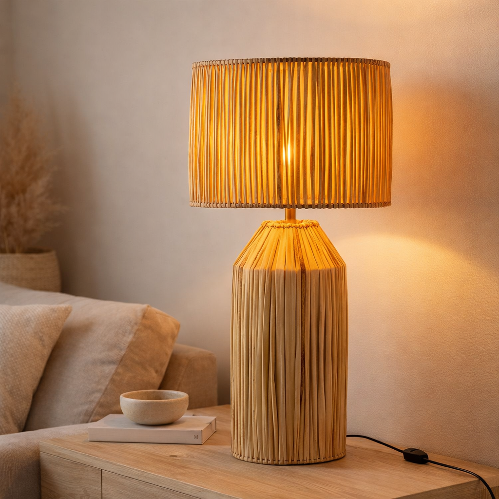 Lampe J-Line Hanna Banana Leaves - jute - naturel en situation