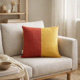 J-Line coussin Square Anna - jute - rouge/jaune en situation
