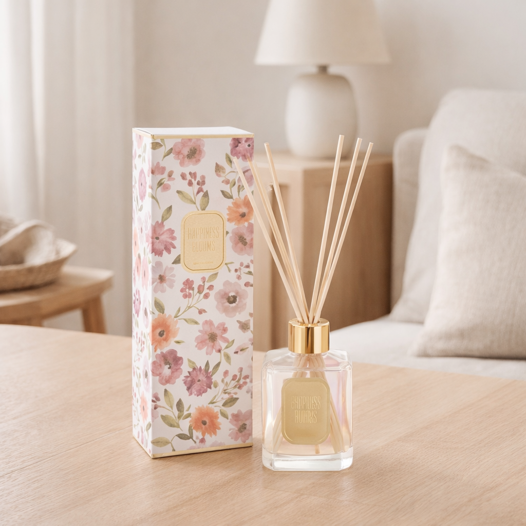 J-Line Bâtonnets parfumés Happiness Blooms - Mimosa & Rose - verre - blanc en situation