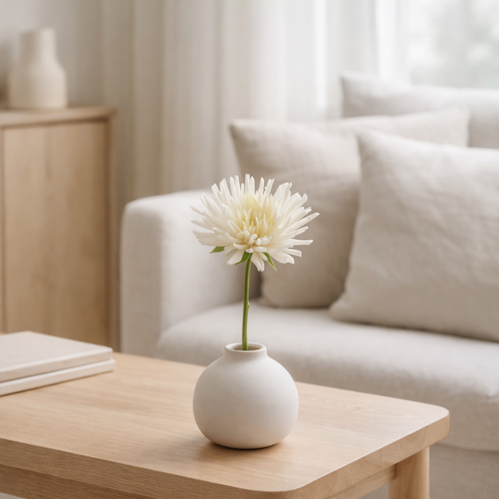 J-Line Chrysanthème Mini Plastique Blanc Petit en situation