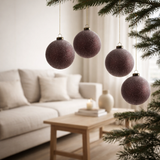 J-Line Boule de Noël Perles - verre - bordeaux - moyen - boîte de 4 en situation