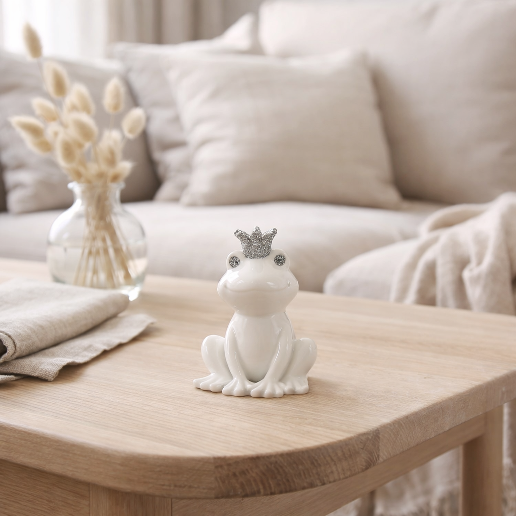 J -line Figure Frog Crown - Porcelaine - Blanc / Silver - Small en situation