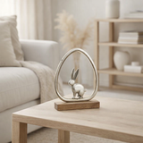 J-Line décoration Oeuf de Lapin - bois/fer - argent/naturel en situation