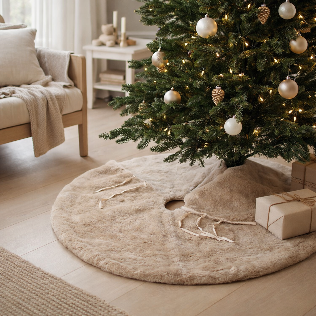 J-Line Jupe de sapin de Noël ronde - textile - beige en situation