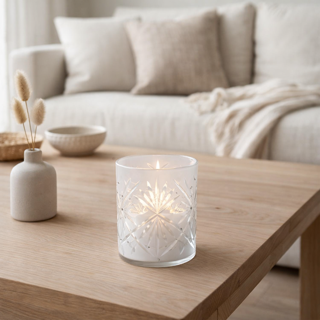 J -line Windlicht Santorini - Glass - Wit - Medium en situation